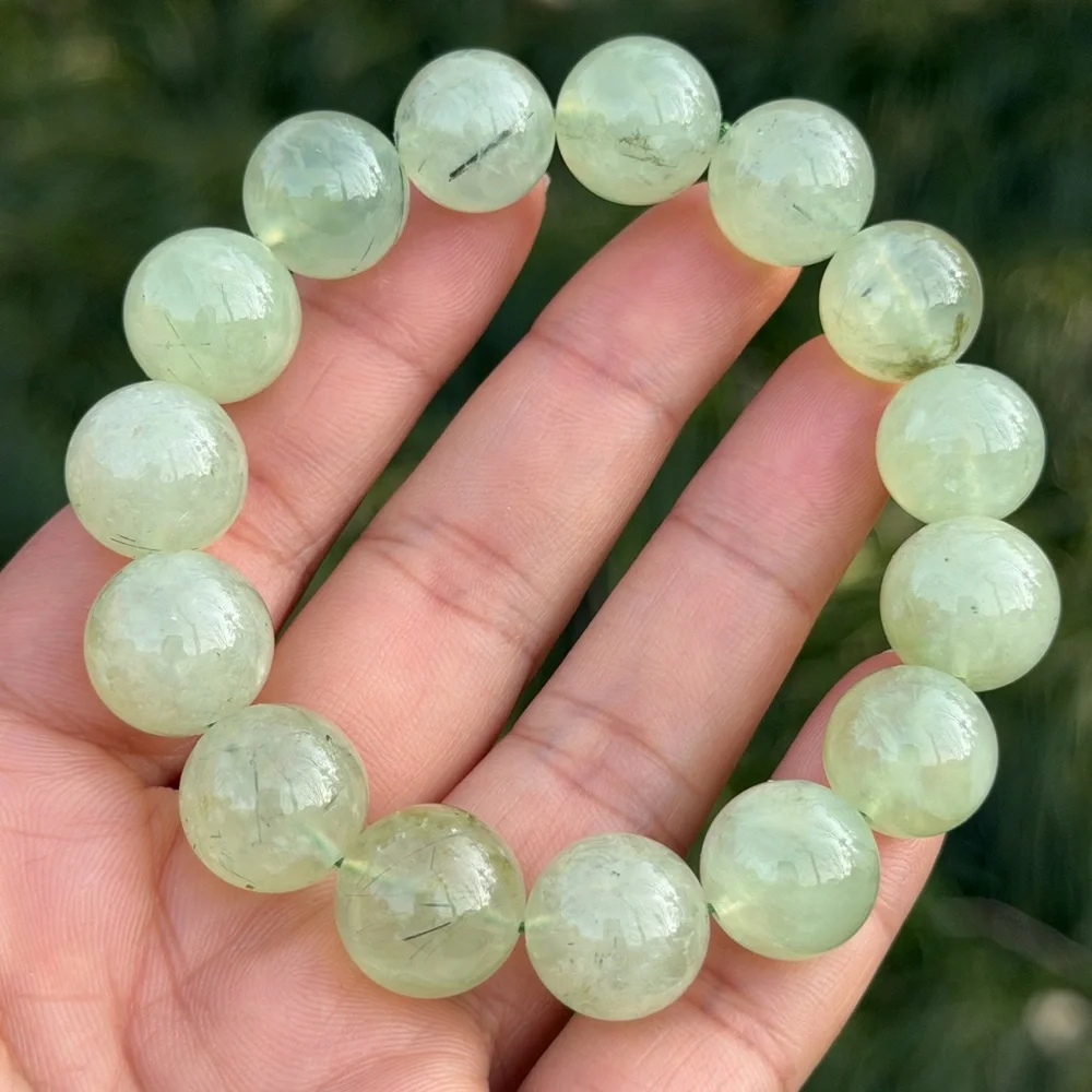 14mm stretchable‎ prehnite bracelet 1187